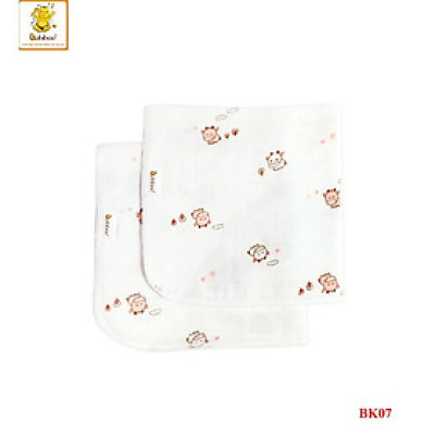 Set 2 Khăn sợi tre sơ sinh in hình 2 lớp BABIBOO - BK07