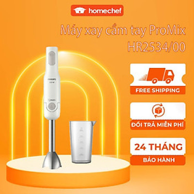 Máy Xay Cầm Tay Philips HR2534 650W Lưỡi Xay Inox, Xay Đa Năng – Hàng Chính Hãng, Bảo Hành 2 Năm
