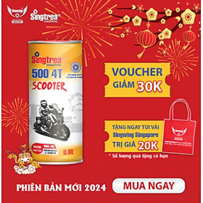 [PHIÊN BẢN TẾT 2024] - Nhớt xe máy Singtrea 500 Scooter 4T 10W40 Lon 0.8L