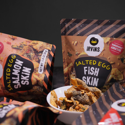 Da cá hồi trứng muối Salted Egg Salmon Skin 80g IRVINS