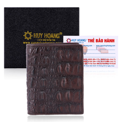 Ví nam Huy Hoàng da cá sấu kiểu đứng gai lưng màu nâu đỏ, đen, nâu đất, vàng bò HT2255-2256-2703-2710 