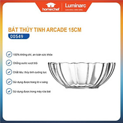 Bát (chén)/Bộ 6 bát thủy tinh Luminarc Arcade 15cm G2704/G2704*6 | Hàng chính hãng