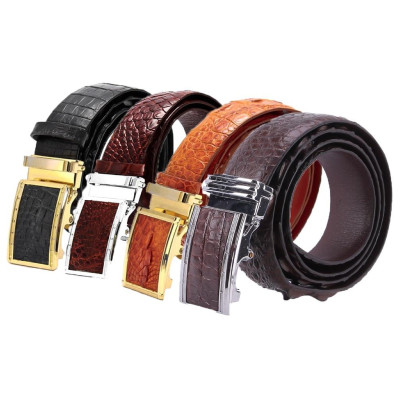 HJ4207-08-09-44 - Thắt lưng nam da cá sấu Huy Hoàng gai lưng 3,5P màu đen, nâu đỏ, vàng bò, nâu đất