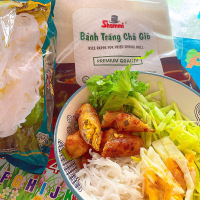 Combo Bánh tráng gỏi cuốn Shammi tròn túi 400g + Bánh tráng chả giò Shammi vuông túi 200g + Bún tươi Shammi túi 400g
