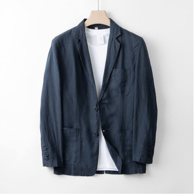 Áo khoác nam blazer linen basic, tay dài chất dày dặn đứng form, phong cách hàn quốc