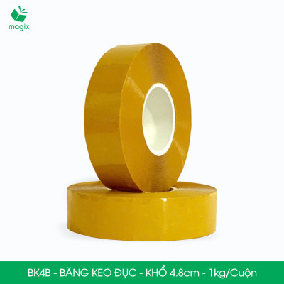 BK4B - 3 cuộn băng keo đục 1kg, khổ 4.8cm lõi nhựa - Băng dính đóng hàng, băng keo khổ lớn