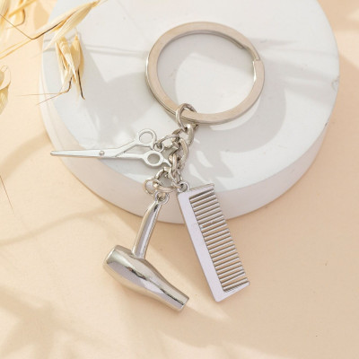 Móc Khóa Lược Máy Sấy Kéo Cắt Tóc Treo Chìa Khóa Salon Makeup Hair Làm Đẹp Spa Legaxi