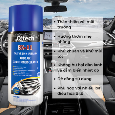 Bình Xịt Tạo Bọt Vệ Sinh Điều Hoà Dàn Lạnh Ô Tô Khử Mùi Máy Lạnh O’tech BX-11 Air Conditioner Foam Cleaner - Hàng Chính Hãng
