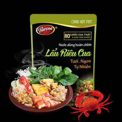 Nước Dùng Lẩu Riêu Cua Barona 230g tươi ngon chuẩn vị không cần nêm nếm
