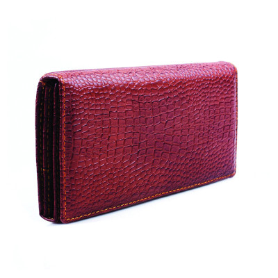  Bóp nữ da thật vân cá sấu Huy Hoàng 3 gấp vân nhỏ màu da, đen, nâu HT3105-06-07