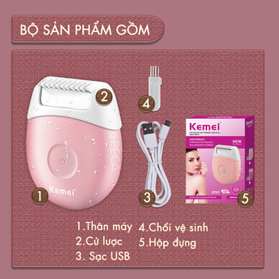 Máy cạo lông mini Kemei KM-3213 chống thấm nước sử dụng cạo lông toàn thân, mặt, tay, chân, bikini