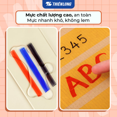 Combo 5/10/20 Bút lông dầu Thiên Long PM-07 2 đầu bút kích thước 0.8 mm và 6mm, 3 màu mực xanh/đỏ/đen, bám dính tốt trên nhiều bề mặt