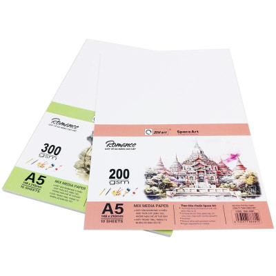 Giấy Vẽ Đa Năng Romance - A5 300gsm - Mix Media Paper - Zen Art TMG 8389 (10 Tờ)