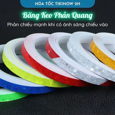Băng Keo Phản Quang Dán Nhà Cửa, Trang Trí Oto, Xe Máy, Xe Đạp MÀU VÀNG 1cm x 8m