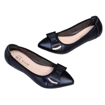 Giày Nữ Búp Bê Đế Bệt HÀ NAM Da Bò Thật Thời Trang Cao Cấp 2cm BBN2023