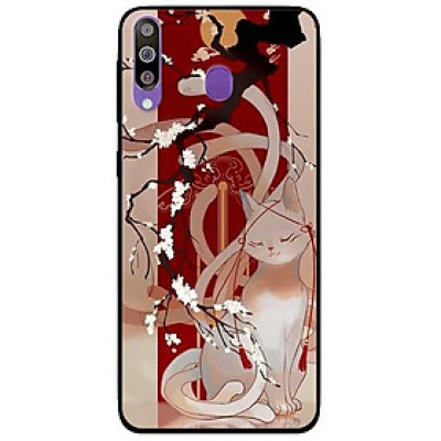 Ốp lưng dành cho Samsung Galaxy M30 mẫu Mèo Cành Hoa Đàoo