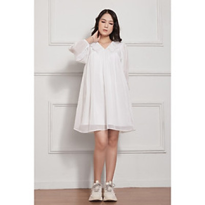 Đầm Babydoll Lụa Crep Cổ Bèo Tay Dài Maxivic, La Mộc - LM012210