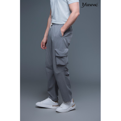 Quần nam kaki xám nhạt túi hộp ống đứng