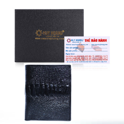 HJ2455-56-57-58 - Ví nam Huy Hoàng da đà điểu da chân 2 mặt da kiểu đứng màu đen, nâu đất, nâu đỏ, vàng bò