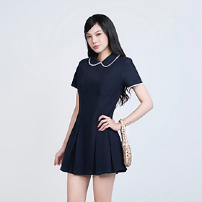 Đầm ngắn nữ tiểu thư cổ tròn phối viền xếp ly xinh xắn đi học, đi chơi Jirachi Miều Est.2013