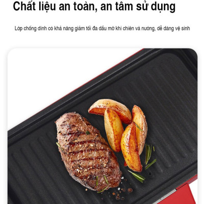 Bếp nướng điện 2 vỉ 1500W Ladomax HA-1186 có vỉ nướng và khay nướng rời để nướng được nhiều loại thức ăn hơn-Hàng chính hãng