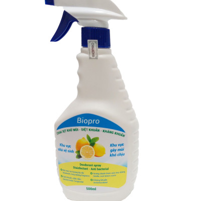 Chai xịt Biopro khử mùi diệt khuẩn kháng khuẩn Khu vực gây mùi khó chịu Khu vực nhà vệ sinh Hương chanh thơm mát dịu nhẹ