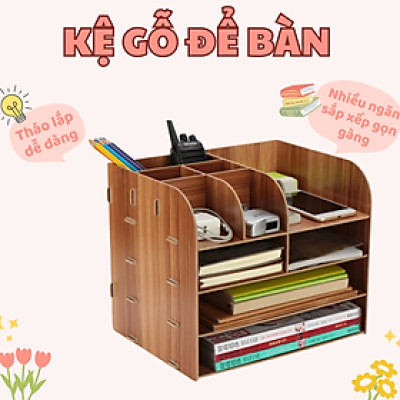 Kệ gỗ, hộp gỗ để bàn, kệ hồ sơ, hộp gỗ đựng tài liệu kết hợp đựng bút, kệ đựng tài liệu bằng gỗ