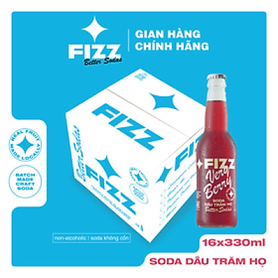 Fizz Soda Dâu Trăm Họ - Thùng 16 Chai 330ml