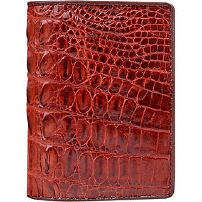 Ví Nam Da Cá Sấu Gai Lưng Kiểu Đứng Huy Hoàng HT2255 (12.5 x 10 cm) - Nâu Đỏ