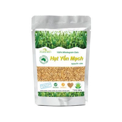 Hạt Yến Mạch Nguyên Cám Úc Xuân An [ko đường] Túi 500G (100% Australian Wholegrain Oats)(Tặng Kèm 1 Túi Yến Mạch 150G)