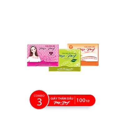 Combo Hộp Giấy Thắm Dầu POP-PUF (Màu Ngẫu Nhiên), 100 Tờ/Hộp