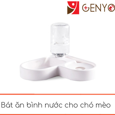 Bát ăn để góc tường cho chó mèo gọn gàng - Genyo bowl for pet 057 ( màu giao ngẫu nhiên )