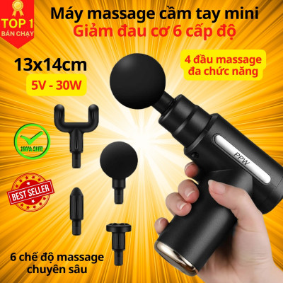 Máy Massage Cầm Tay Mini, Súng Massage Mini Toàn Thân 6 Cấp Độ Chuyên Sâu Đa Năng D Danido