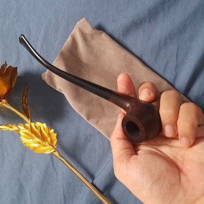 Tẩu thuốc gỗ đàn hương cao cấp kiều dài sang trọng ( tặng kèm 1 đế nhựa đựng tẩu và túi vải )