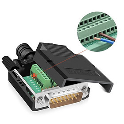 Đầu bấm cổng DB15 đực male bắt vít kèm vỏ ốp nhựa chân đồng HD-LINK YL-SCD-15M. HÀNG CHÍNH HÃNG