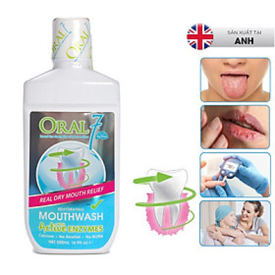 Nước súc miệng giữ ẩm Oral7 Moisturising Mouthwash 500ml - Nhập khẩu từ Anh Quốc