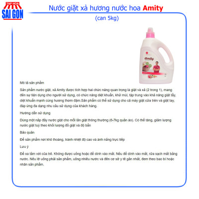 Nước Giặt Xả Amity hương nước hoa (màu hồng) can 5kg phù hợp với mọi chất liệu vải và mang lại cảm giác an toàn cho mọi gia đình