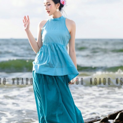 Áo yếm xanh ngọc NGADO , Áo kiểu nữ , Áo thiết kế