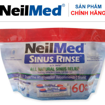Bình (Bộ Dụng Cụ) Rửa Mũi Xoang Người Lớn NeilMed Sinus Rinse Kit 60 Sachets- xuất xứ Mỹ  (1 bình + 60 gói muối)