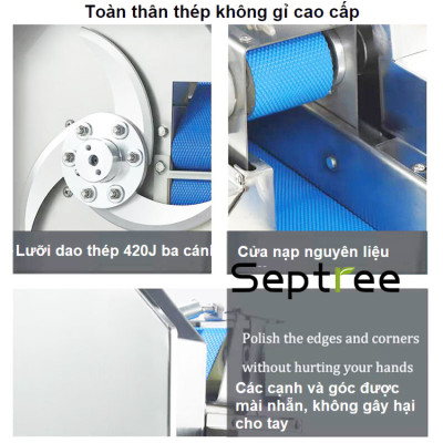 Máy thái rau củ, quả đa năng chuyên nghiệp - Dòng công nghiệp. Thương hiệu Mỹ cao cấp Septree - F46. Hàng chính hãng