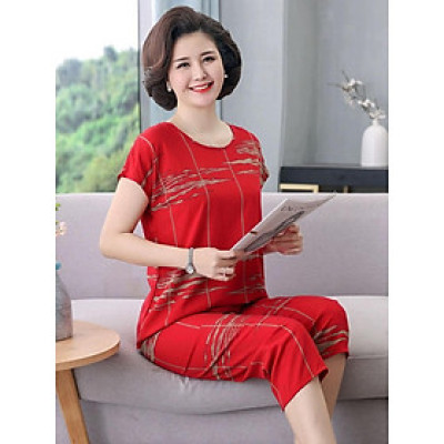 Đồ bộ trung niên cho bà cho mẹ, chất liệu mát, thấm hút mồ hôi, đồ bộ nữ kiểu set đi chơi , bộ đồ trung niên TN01