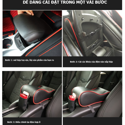 Gồi tỳ tay xe ô tô - Đệm tỳ tay ô tô bọc da PU -  Hộp tỳ tay vịn xe ô tô - Tỳ tay xe hơi cao cấp