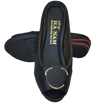 Dép Nữ Đế Xuồng HÀ NAM Da Bò Thật Cao Cấp 4cm DNU2076