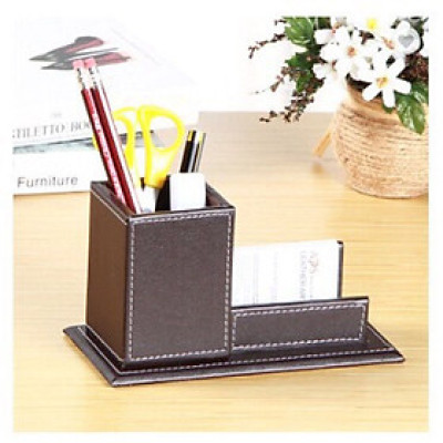 Cốc cắm bút kèm đựng card bằng da cao cấp