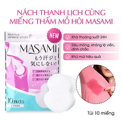 Miếng dán thấm hút mồ hôi nách Masami khử mùi thấm hút hiệu quả không để lại vết ố mồ hôi túi 10 miếng