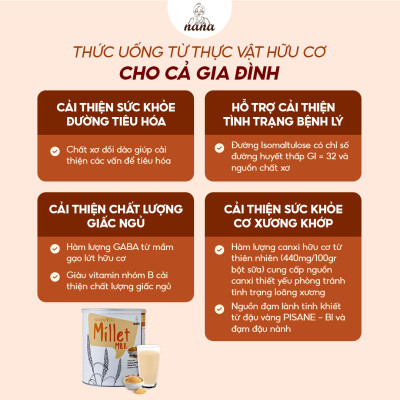 Sữa Hạt Gạo Lứt Hữu Cơ Millet Gói 30g Vị Kê Nhập Khẩu Malaysia Cho Trẻ Từ 3 Tuổi & Cả Gia Đình Bổ Sung Dinh Dưỡng Vegan - 24grains