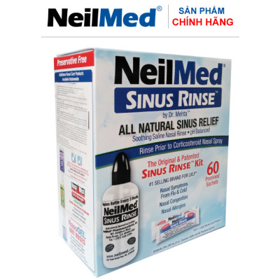 Bình (Bộ Dụng Cụ) Rửa Mũi Xoang Người Lớn NeilMed Sinus Rinse Kit 60 Sachets- xuất xứ Mỹ  (1 bình + 60 gói muối)