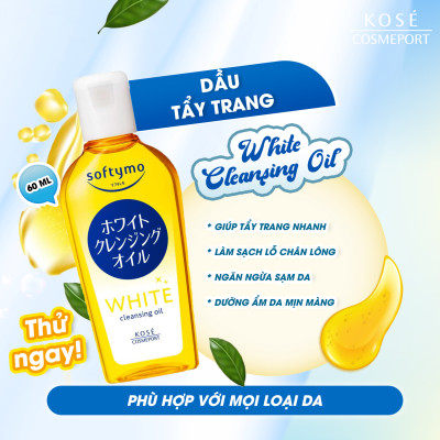 Dầu Tẩy Trang Dưỡng Sáng Da Kose Softymo White Cleansing Oil (03 Phân Loại)