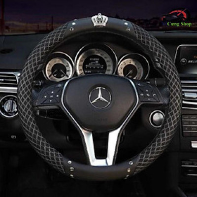 Bọc vô lăng ô tô đính đá Cao Cấp gắn Vương Miện Cao Cấp