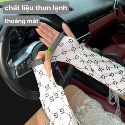 Găng Tay Chống Nắng Dáng Rộng Vải Lụa Mát In Hoa Xinh Xắn, Chống Tia Cực Tím, Thời Trang Mùa Hè Cho Nữ. TakyHome 7777